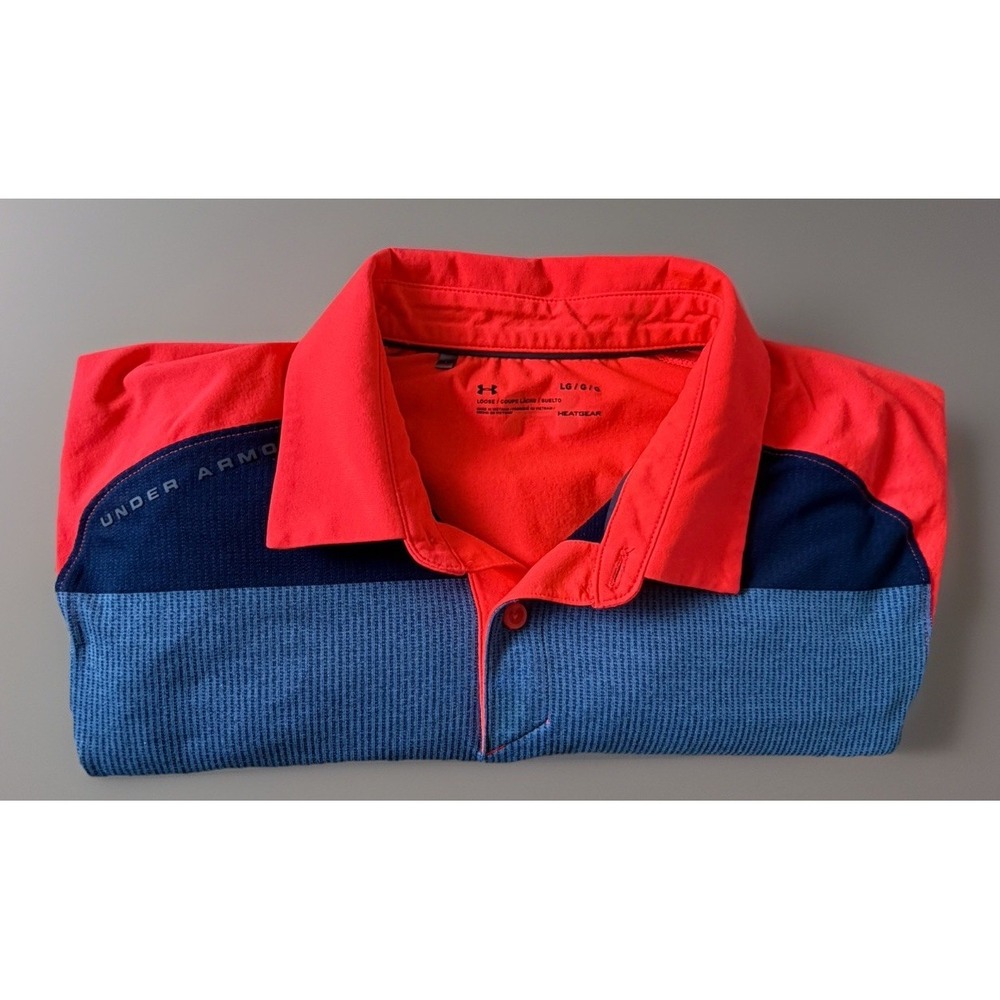 Under Armour Threadborne Short Sleeve Golf Polo Shirt Neon Orange Large JBHS - Picture 9 of 11